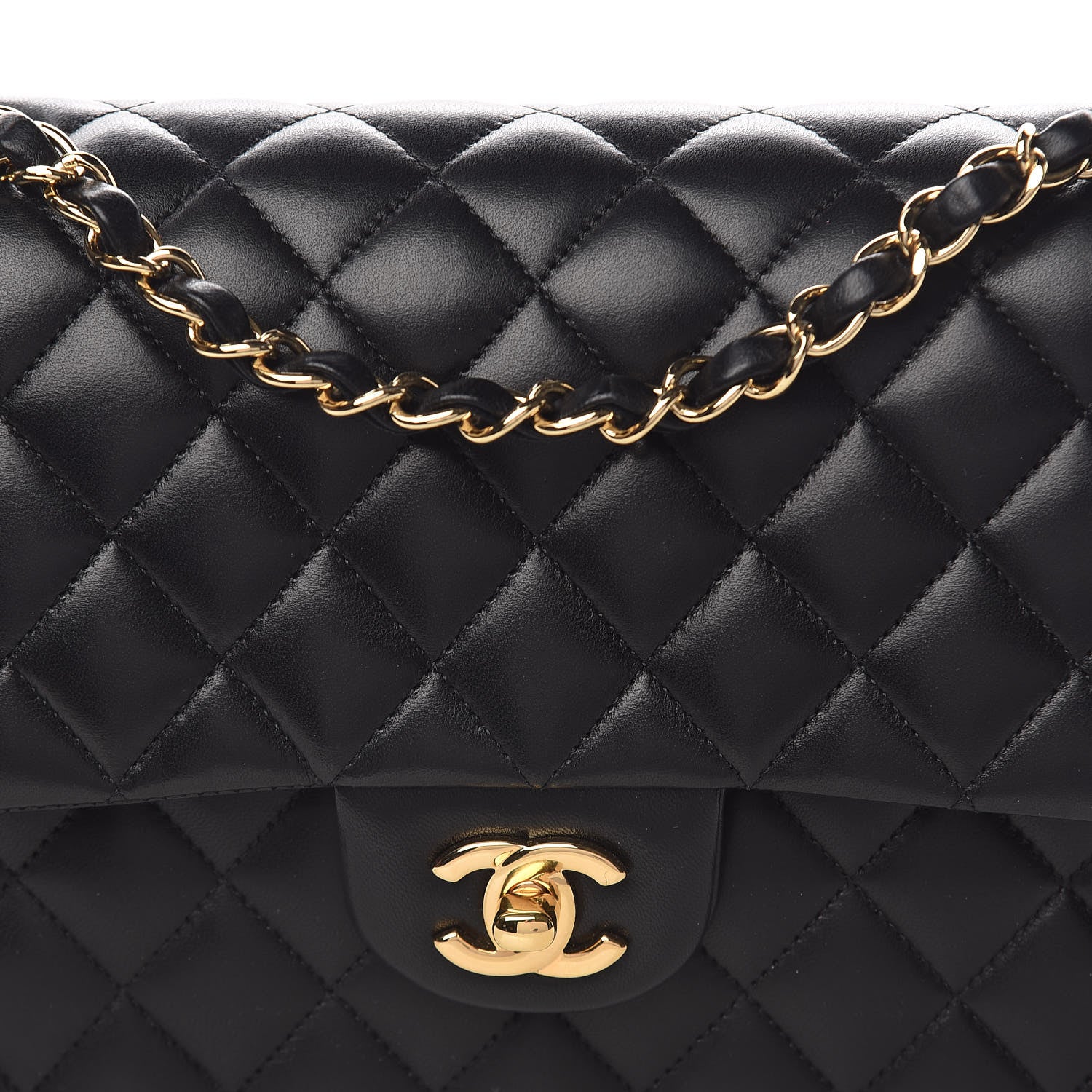 Chanel Lambskin Quilted Medium Double Flap Black 10 of 14