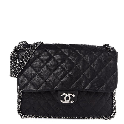 Chanel Washed Lambskin Quilted Maxi Chain Around Flap Black 1 of 8
