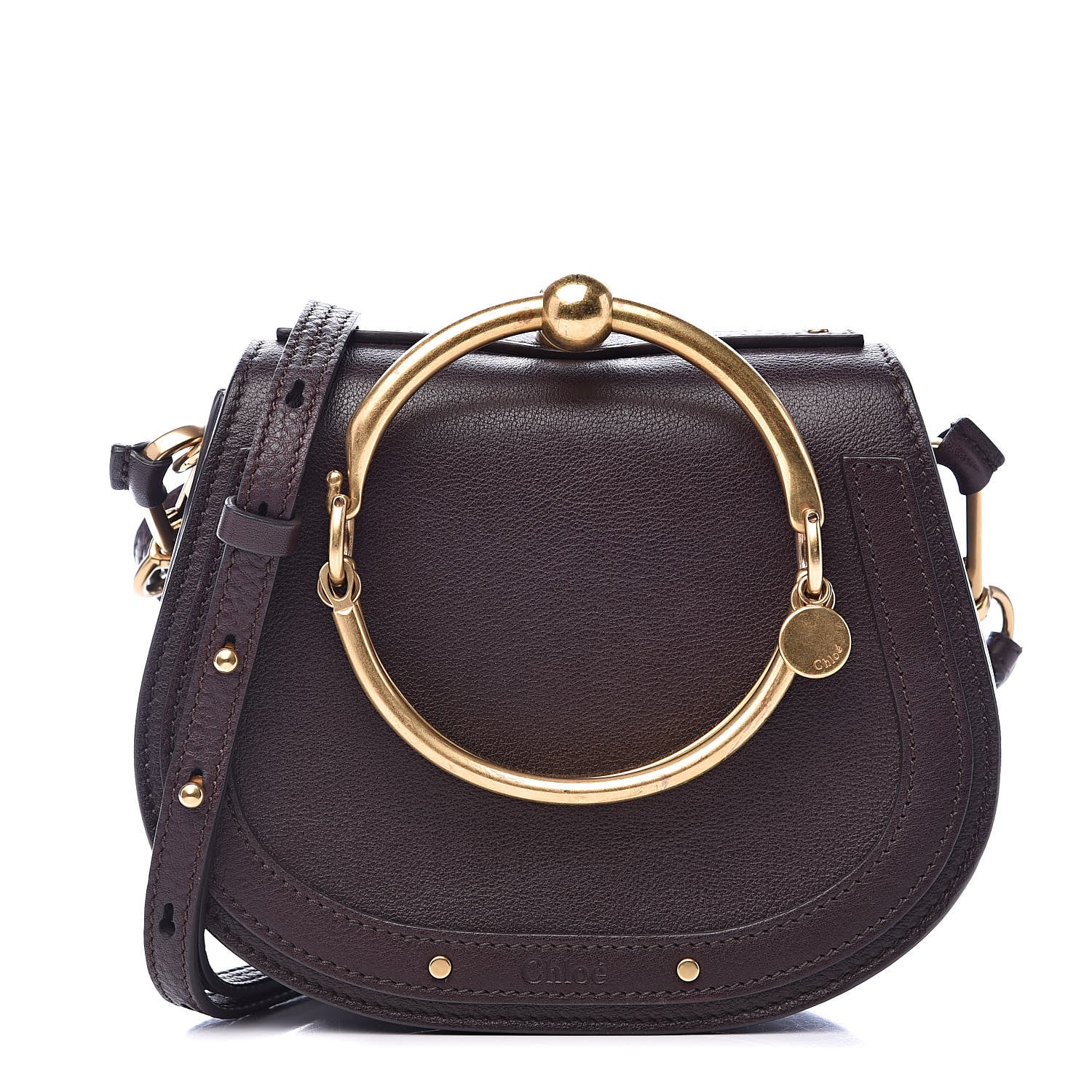 Chloe Calfskin Suede Small Nile Bracelet Bag Carbon Brown 1 of 13
