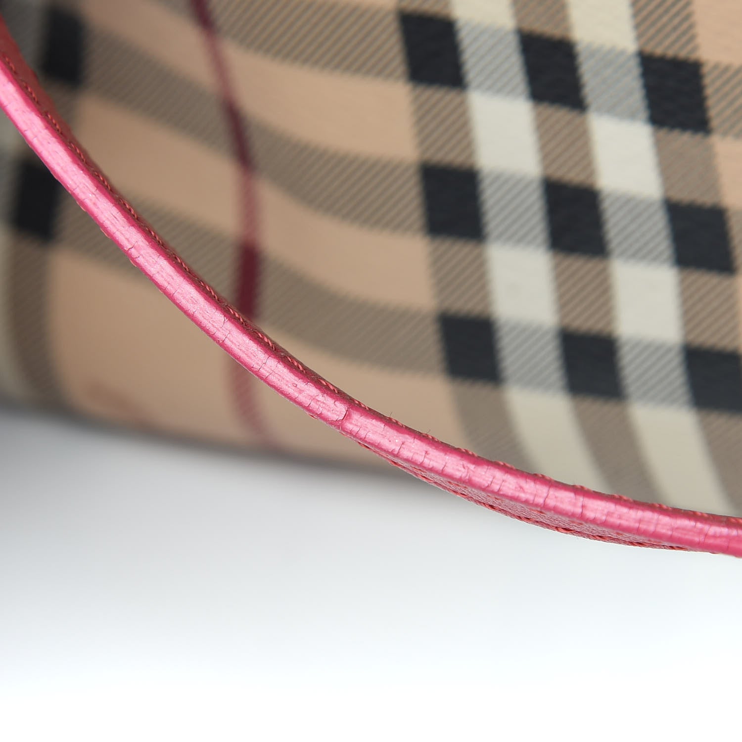 Burberry Haymarket Check Bow Small Canterbury Tote Bright Crimson Pink 14 of 14