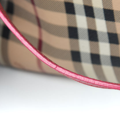 Burberry Haymarket Check Bow Small Canterbury Tote Bright Crimson Pink 14 of 14