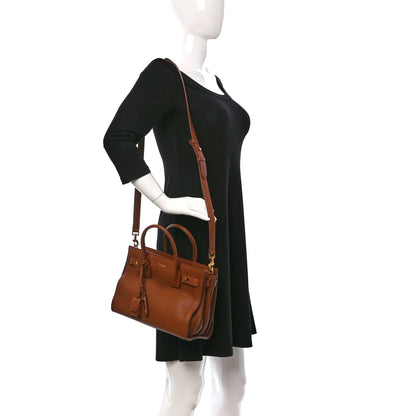 Saint Laurent Grained Calfskin Baby Sac De Jour Supple Canyon 2 of 9