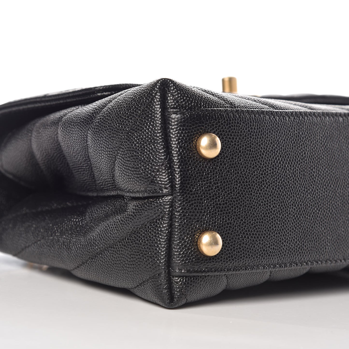Caviar Chevron Quilted Mini Coco Handle Flap Black