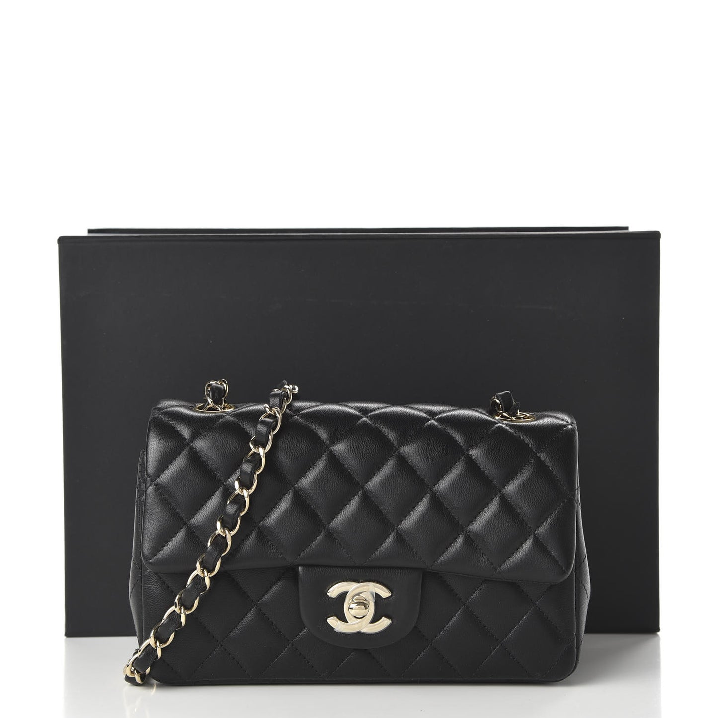 Lambskin Quilted Mini Rectangular Flap Black