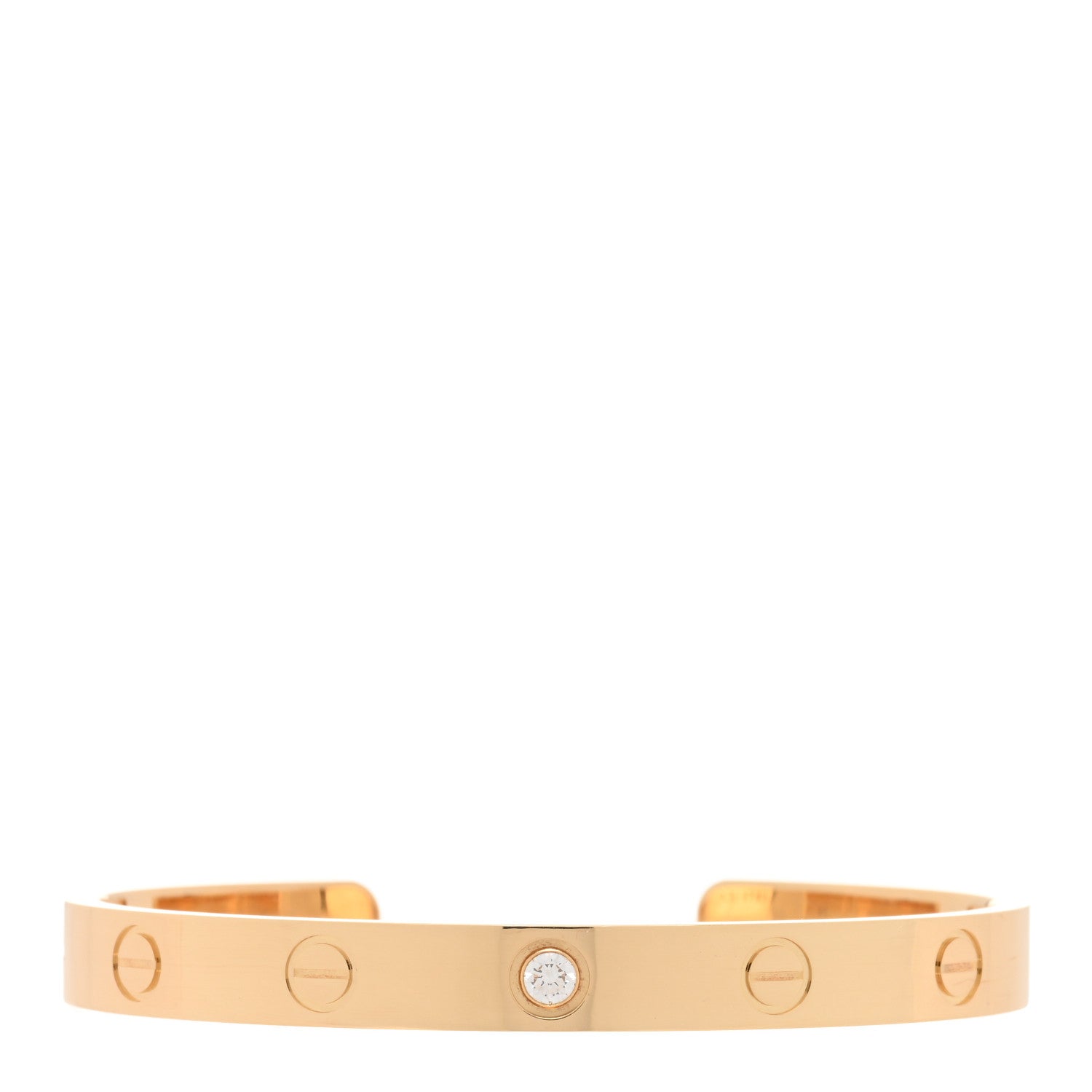 Cartier 18K Yellow Gold 1 Diamond LOVE Cuff Bracelet 16 1 of 3