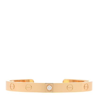 Cartier 18K Yellow Gold 1 Diamond LOVE Cuff Bracelet 16 1 of 3