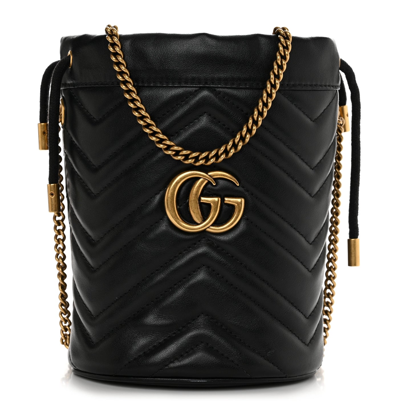 Calfskin Matelasse Mini GG Marmont 2.0 Bucket Bag Black