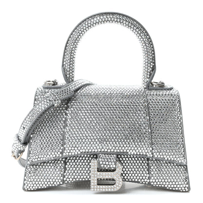 Balenciaga Strass Suede Hourglass Top Handle Bag XS Smoke Grey Crystal 1 of 9