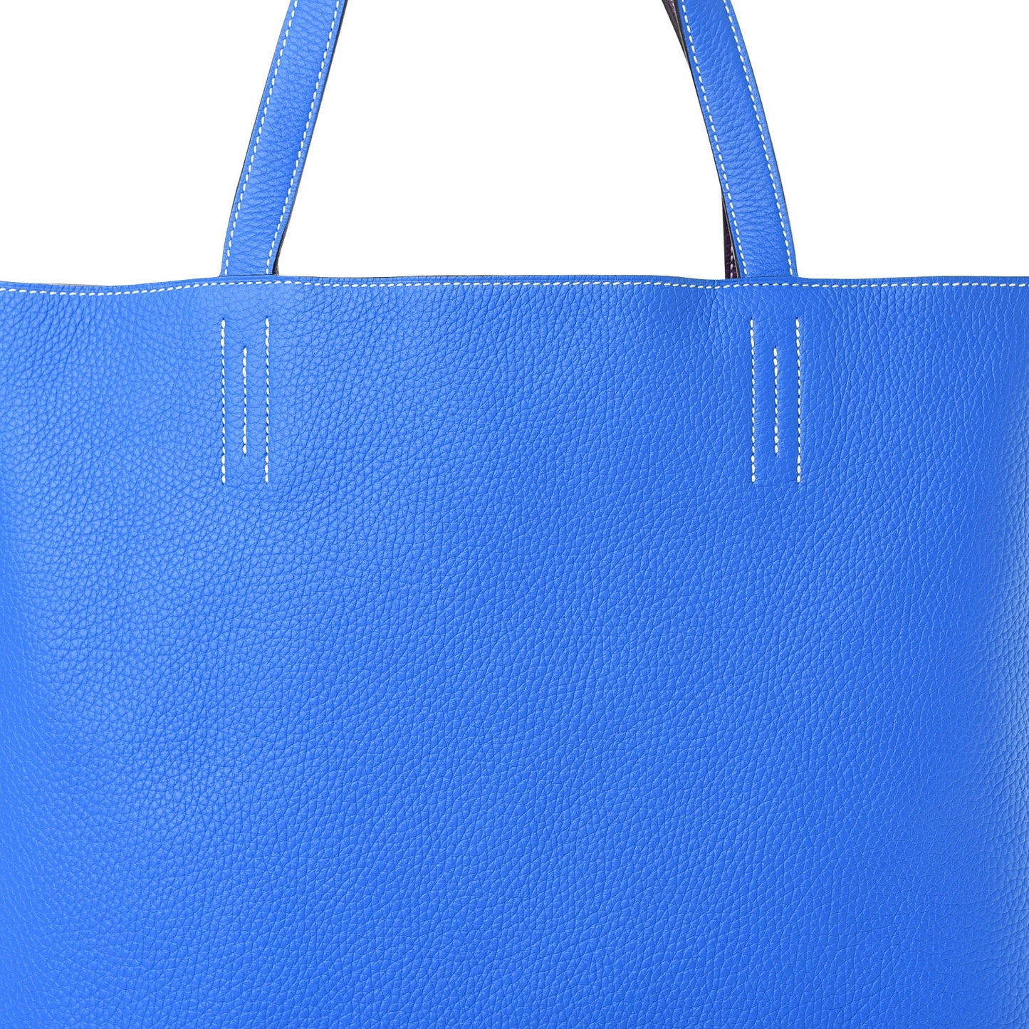 Taurillon Clemence Double Sens 45 Reversible Tote Bleu Zanzibar Ultraviolet