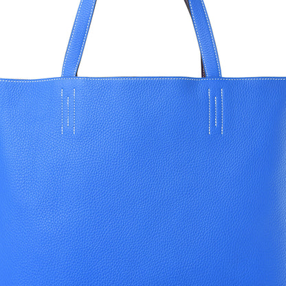 Hermes Taurillon Clemence Double Sens 45 Reversible Tote Bleu Zanzibar Ultraviolet 10 of 16