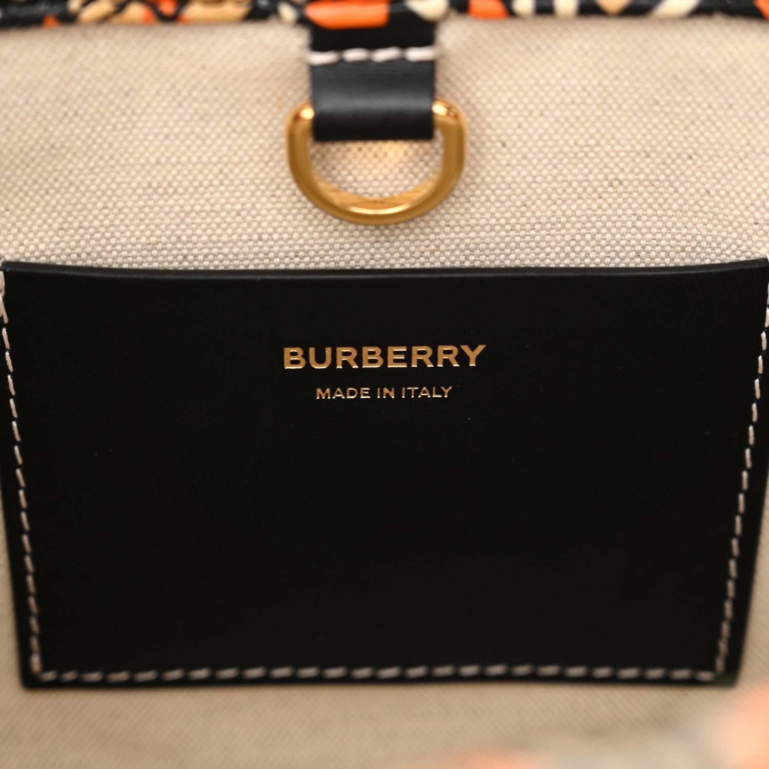 Burberry Lambskin Quilted Printed TB Heritage Check Mini Freya Tote Orange 6 of 11