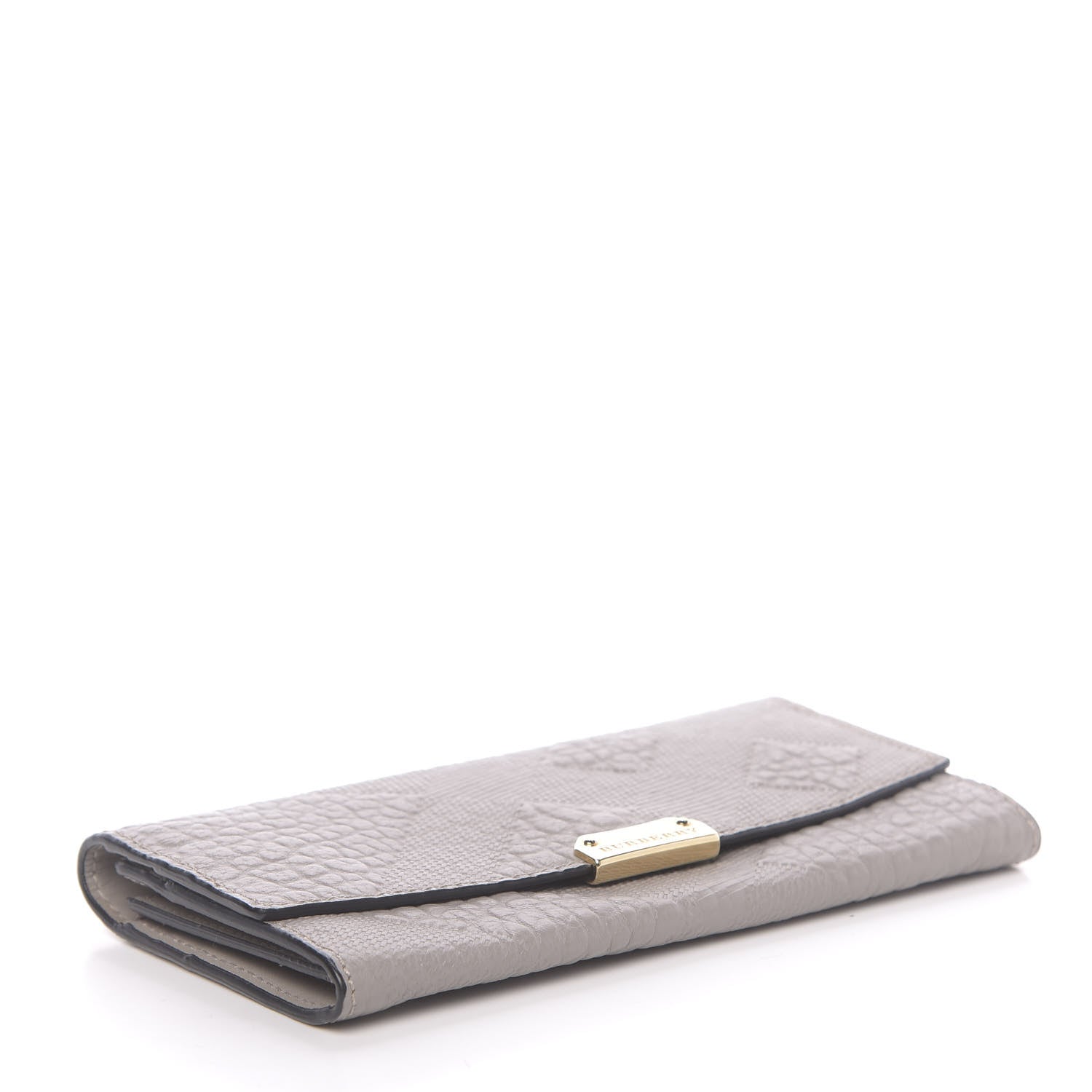 Burberry Signature Grain Calfskin Check Embossed Porter Continental Wallet Pale Grey 4 of 9