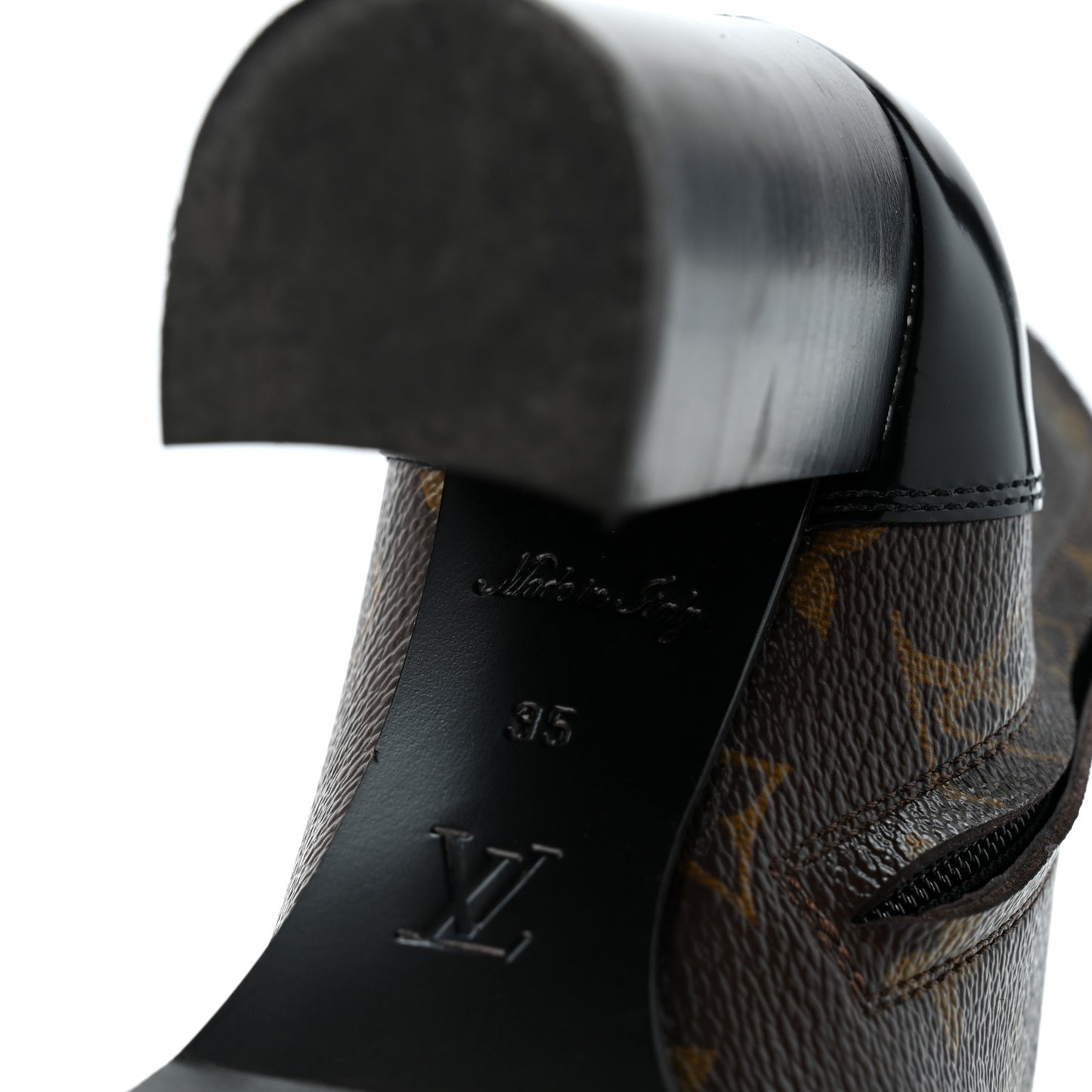 Patent Calfskin Monogram Star Trail Ankle Boots 35 Black