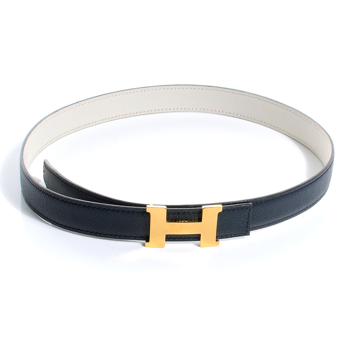 Courchevel Swift Reversible Constance 24mm H Belt Indigo and Blanc 68