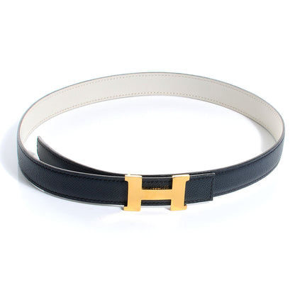 Hermes Courchevel Swift Reversible Constance 24mm H Belt Indigo and Blanc 68 2 of 6