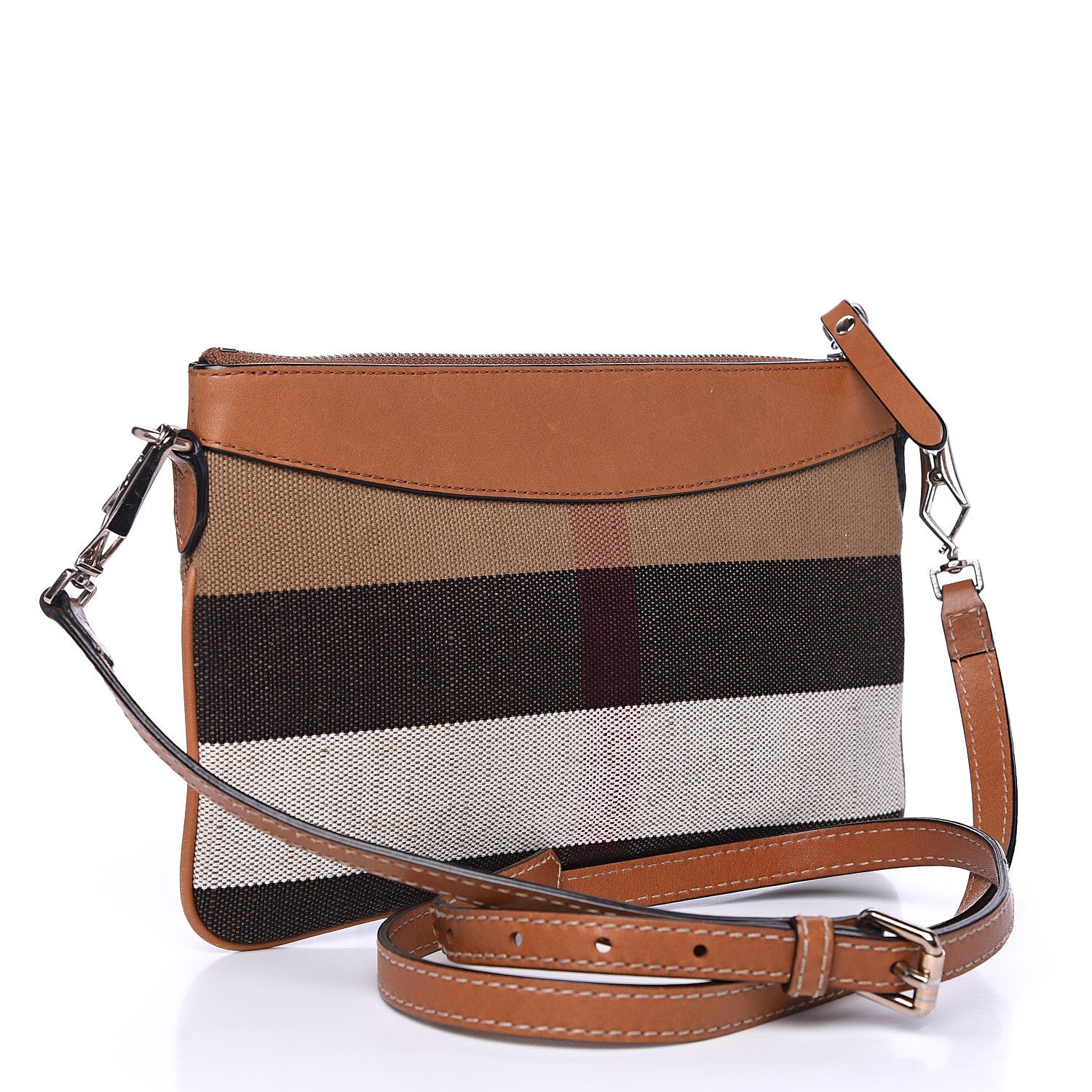 Burberry Mega Check Peyton Crossbody Clutch Bag Saddle Brown 2 of 12