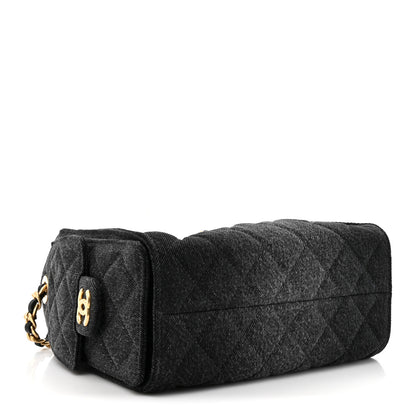 Chanel Washed Denim Quilted Mini Chanel 25 Handbag Black 4 of 10