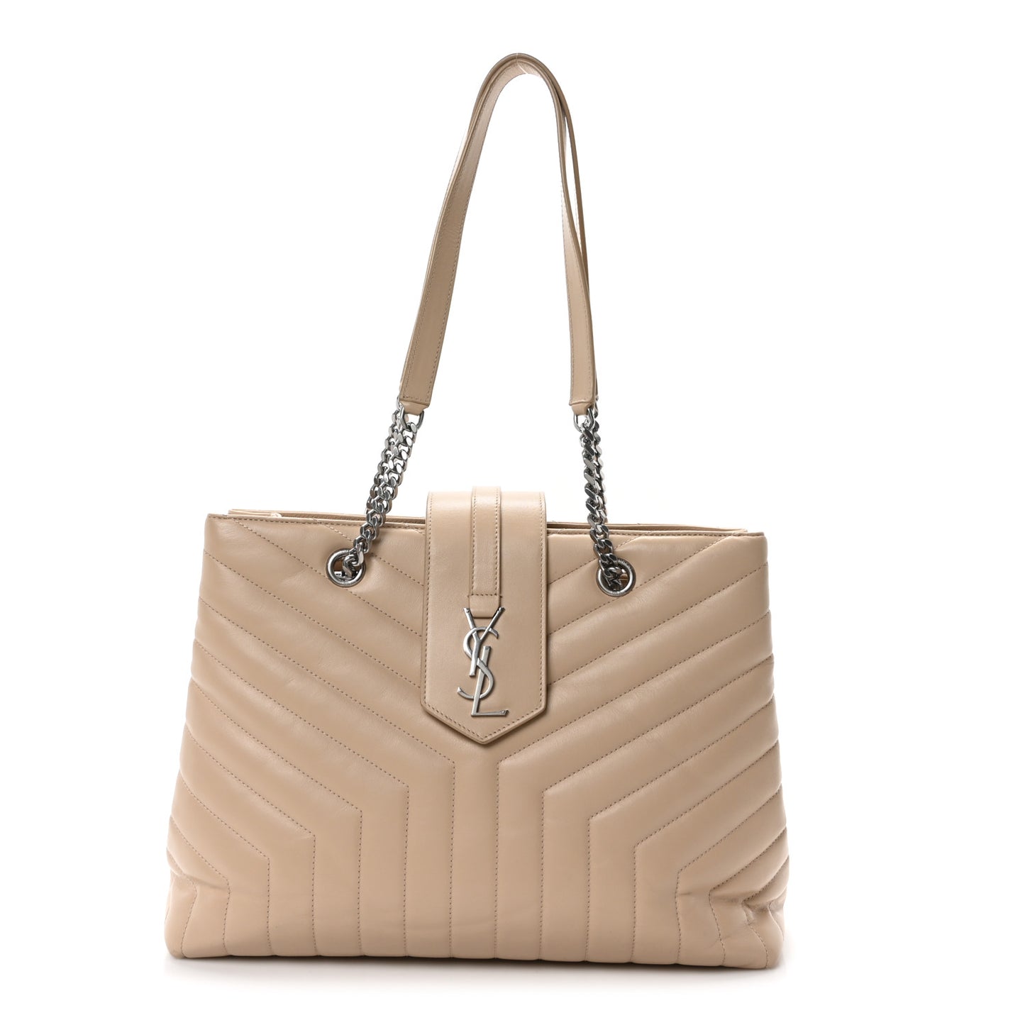 Calfskin Y Quilted Monogram Large Loulou Shopper Nude Powder