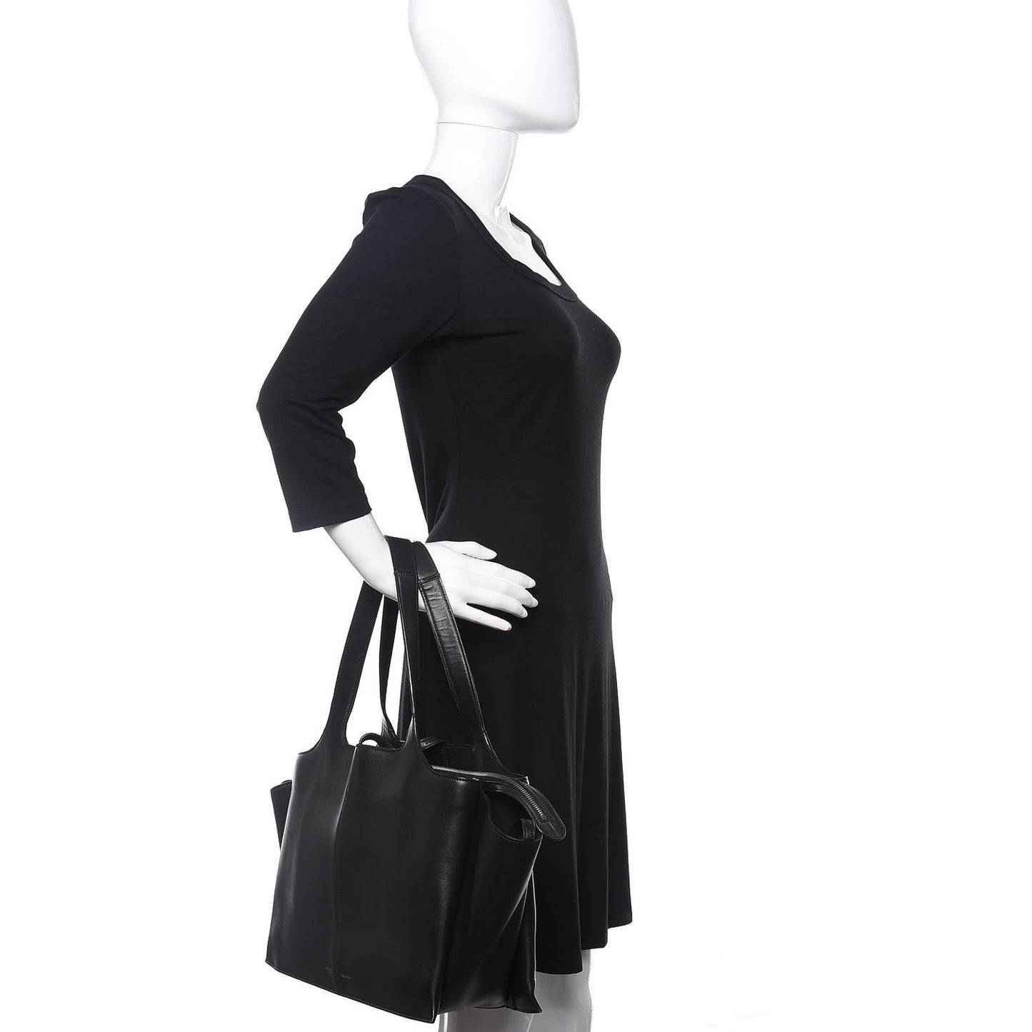 Supple Natural Calfskin Medium Tri-Fold Bag Black