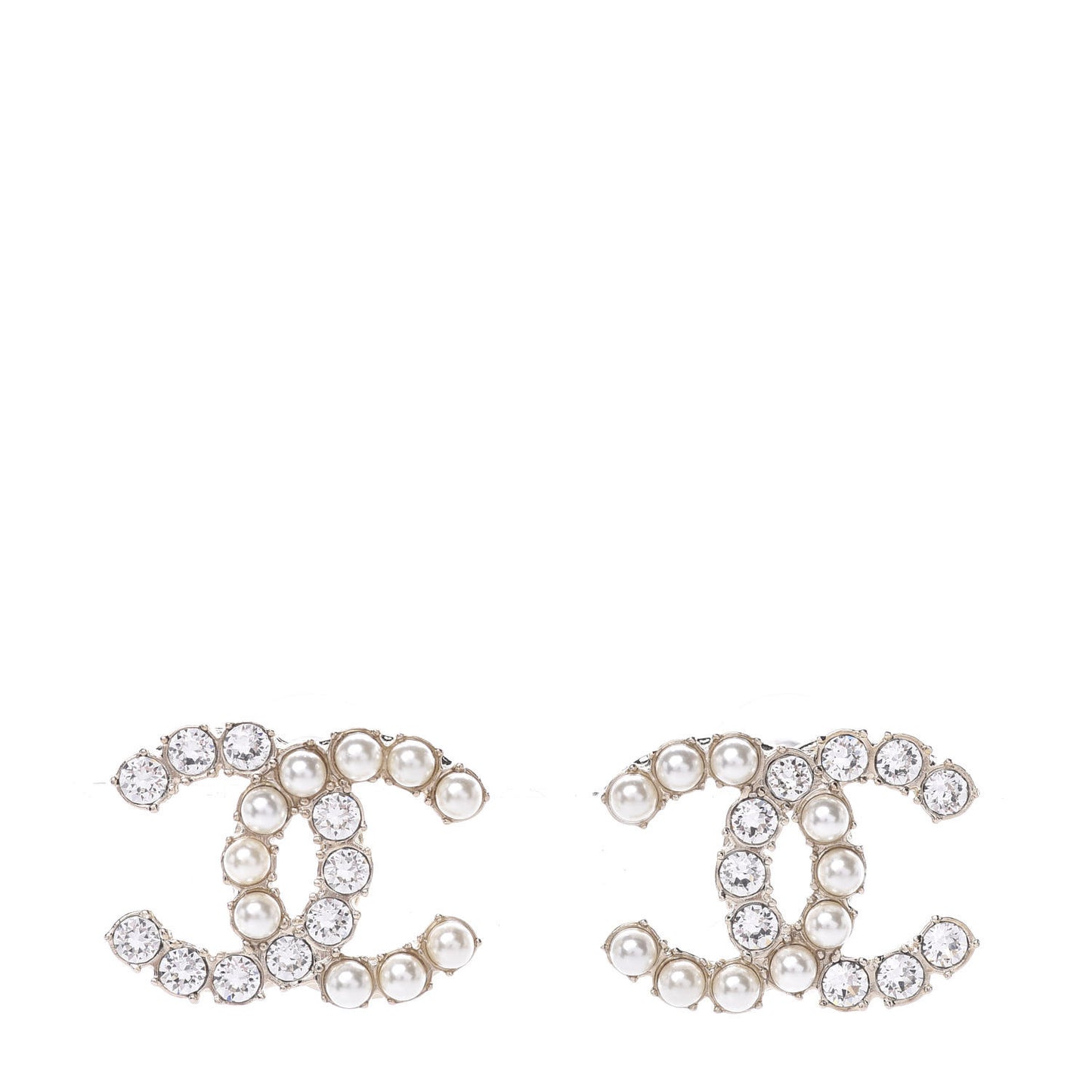 Crystal Pearl CC Dazzling Domino Earrings Gold
