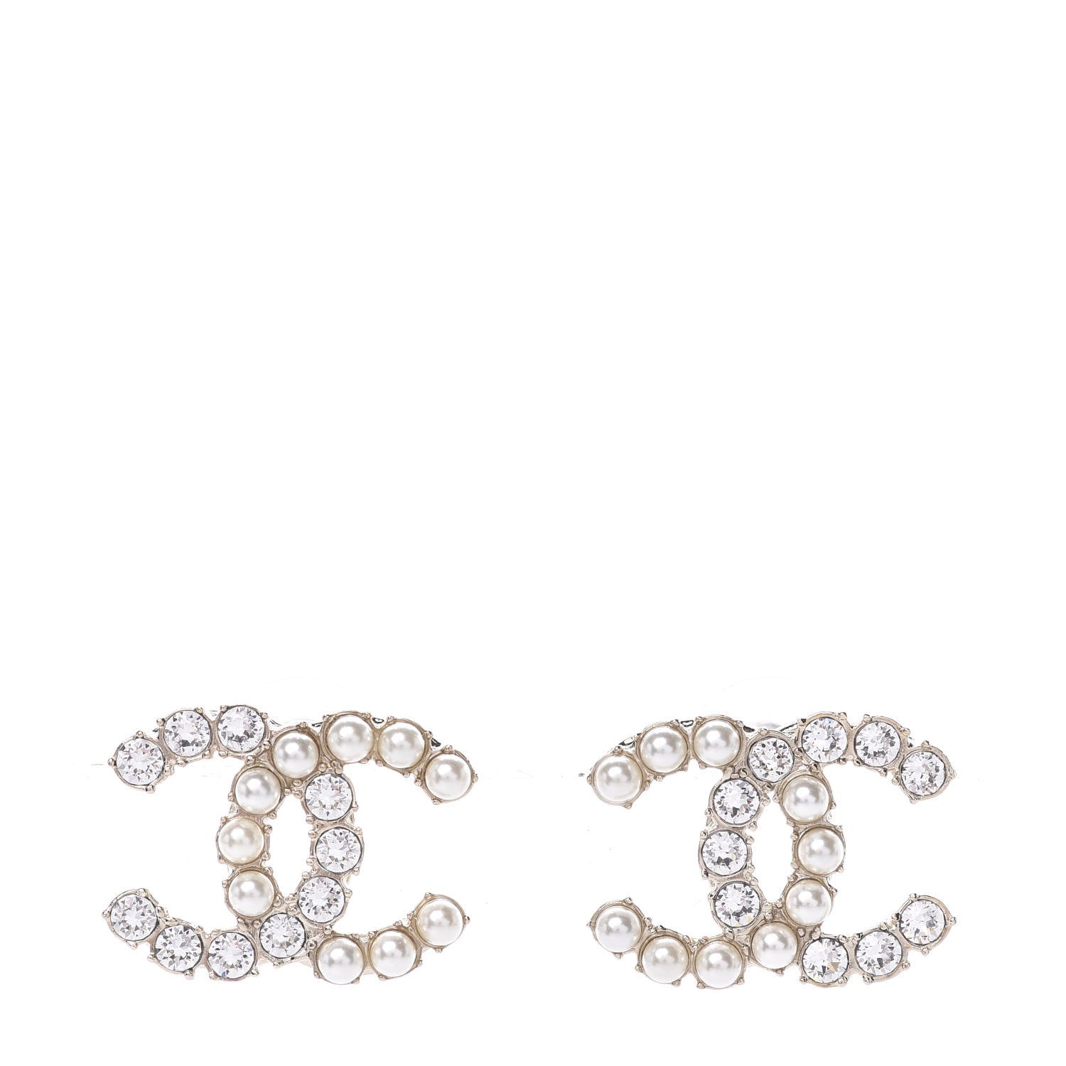 Chanel Crystal Pearl CC Dazzling Domino Earrings Gold 1 of 5
