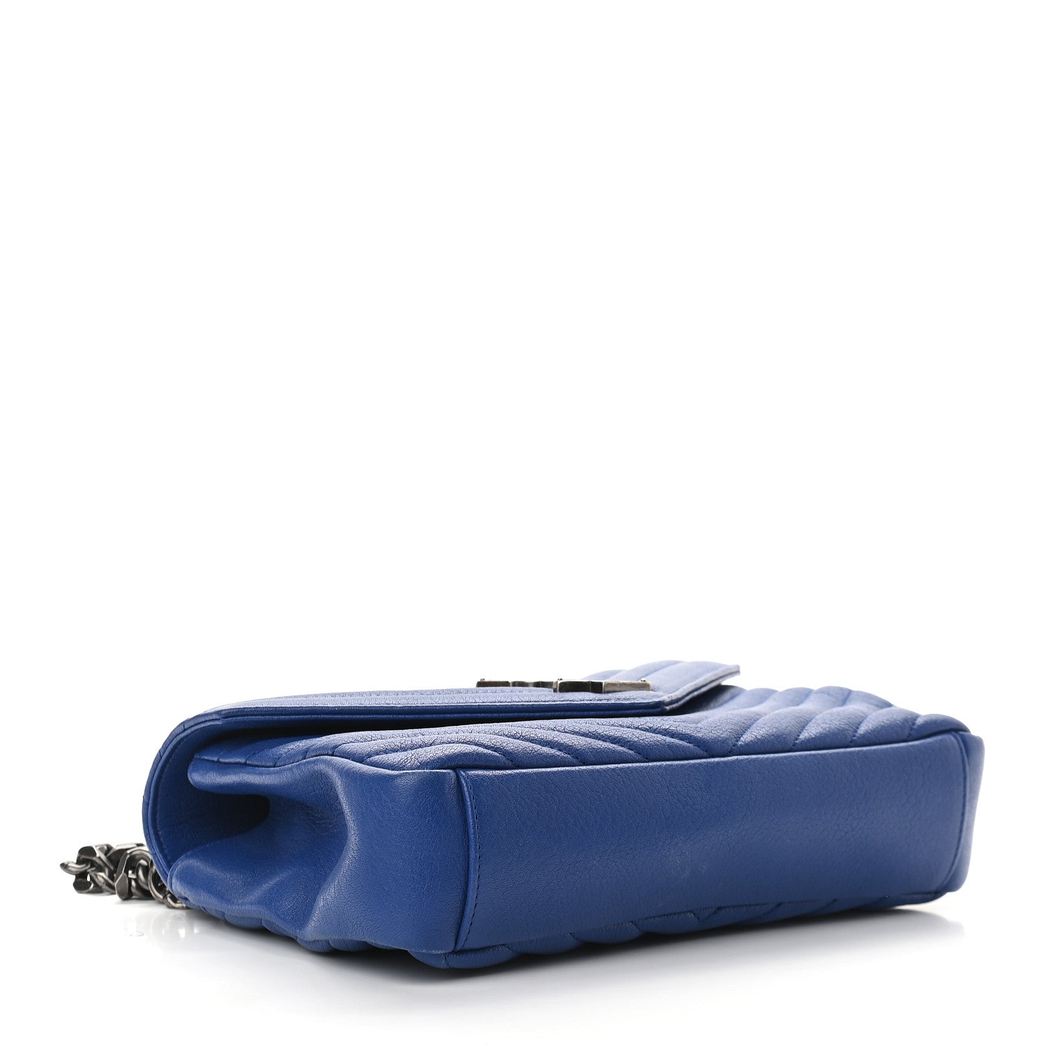 Saint Laurent Sheepskin Matelasse Chevron Monogram Medium College Bag Royal Blue 3 of 9
