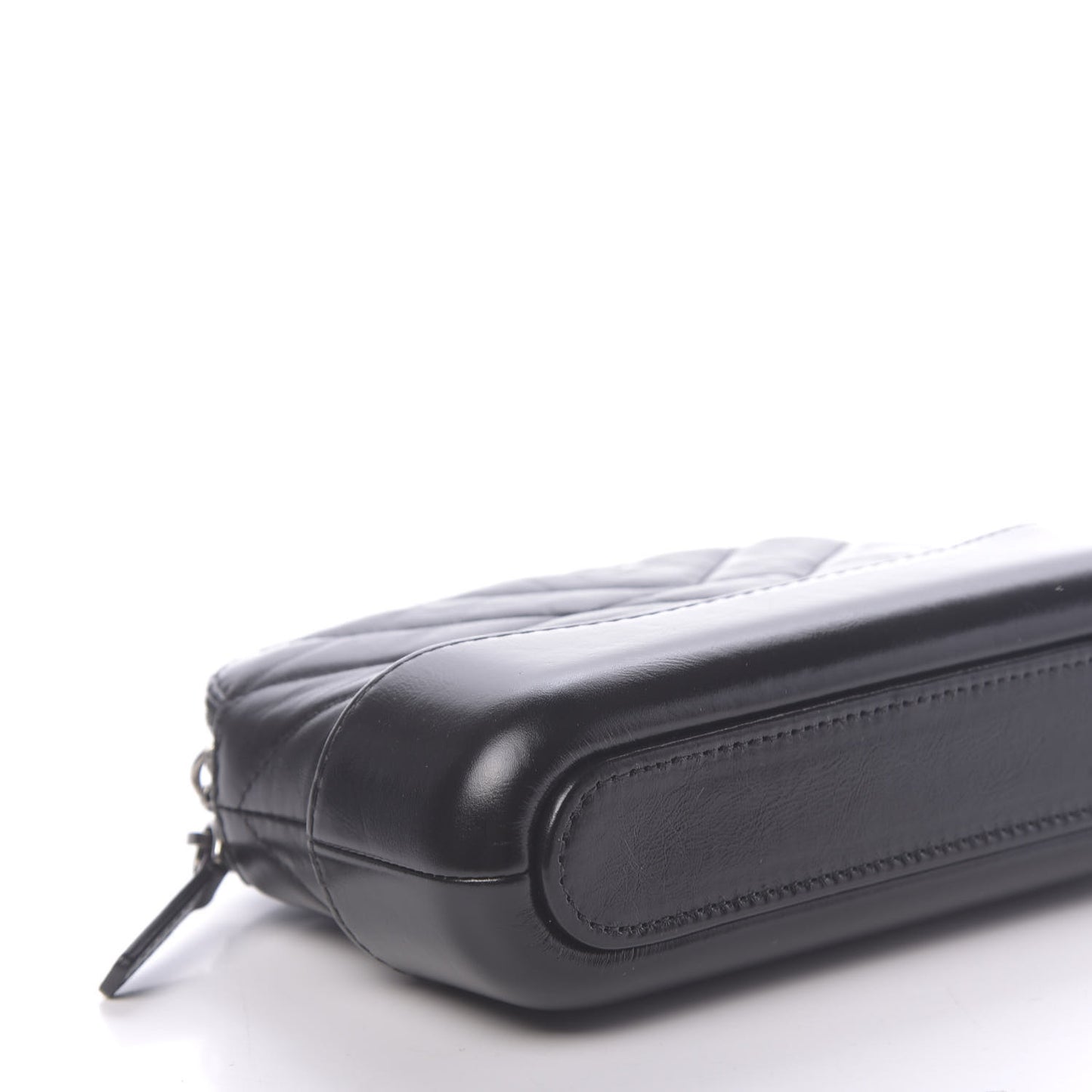 Aged Calfskin Chevron Quilted Small Gabrielle Clutch With Chain Black