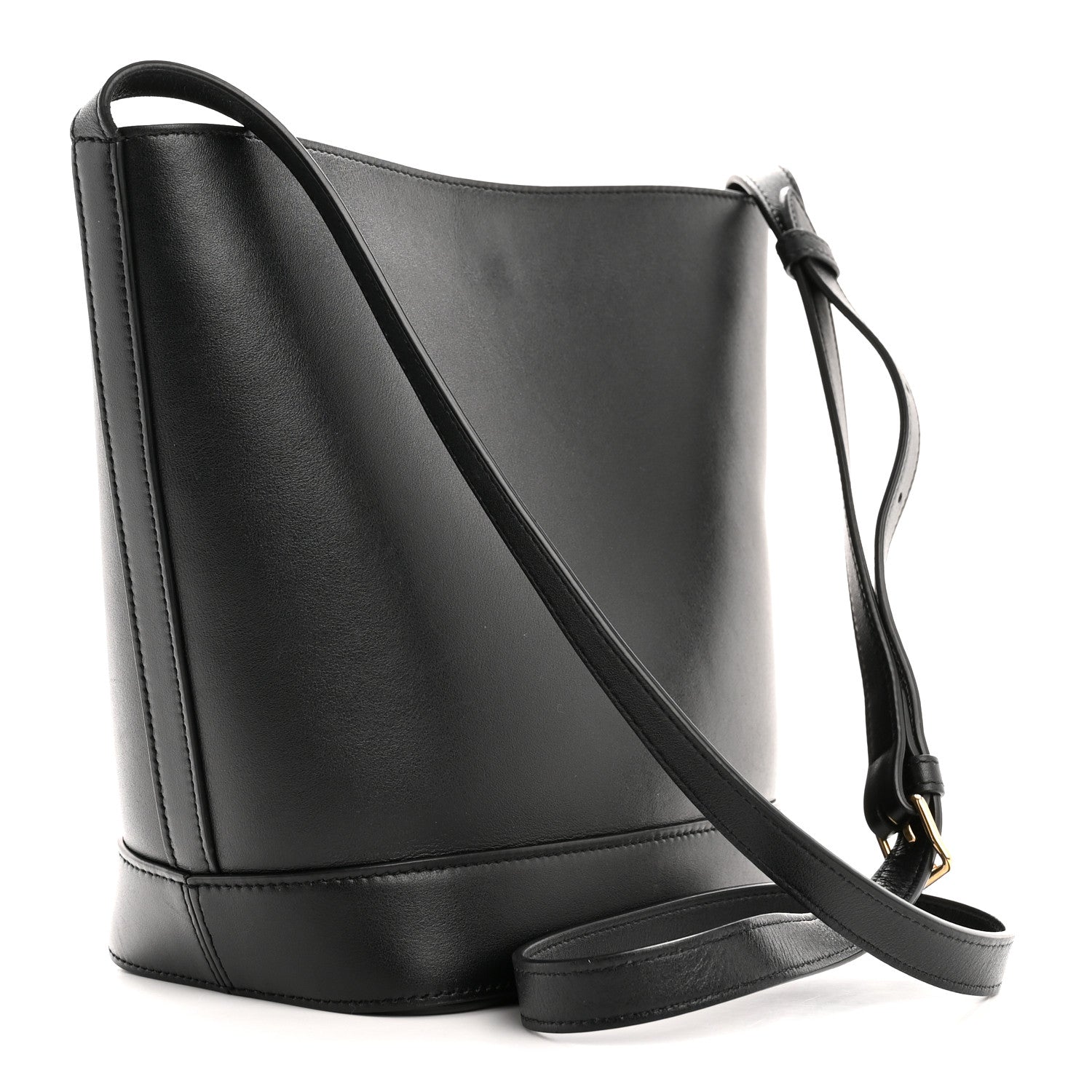 Celine Smooth Calfskin Small Cuir Triomphe Bucket Bag Black 3 of 14