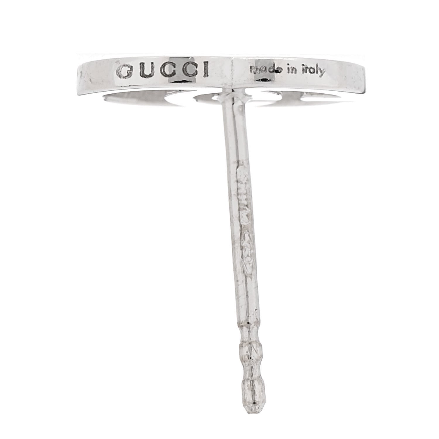 Gucci 18K White Gold GG Tissue Stud Earrings 4 of 5