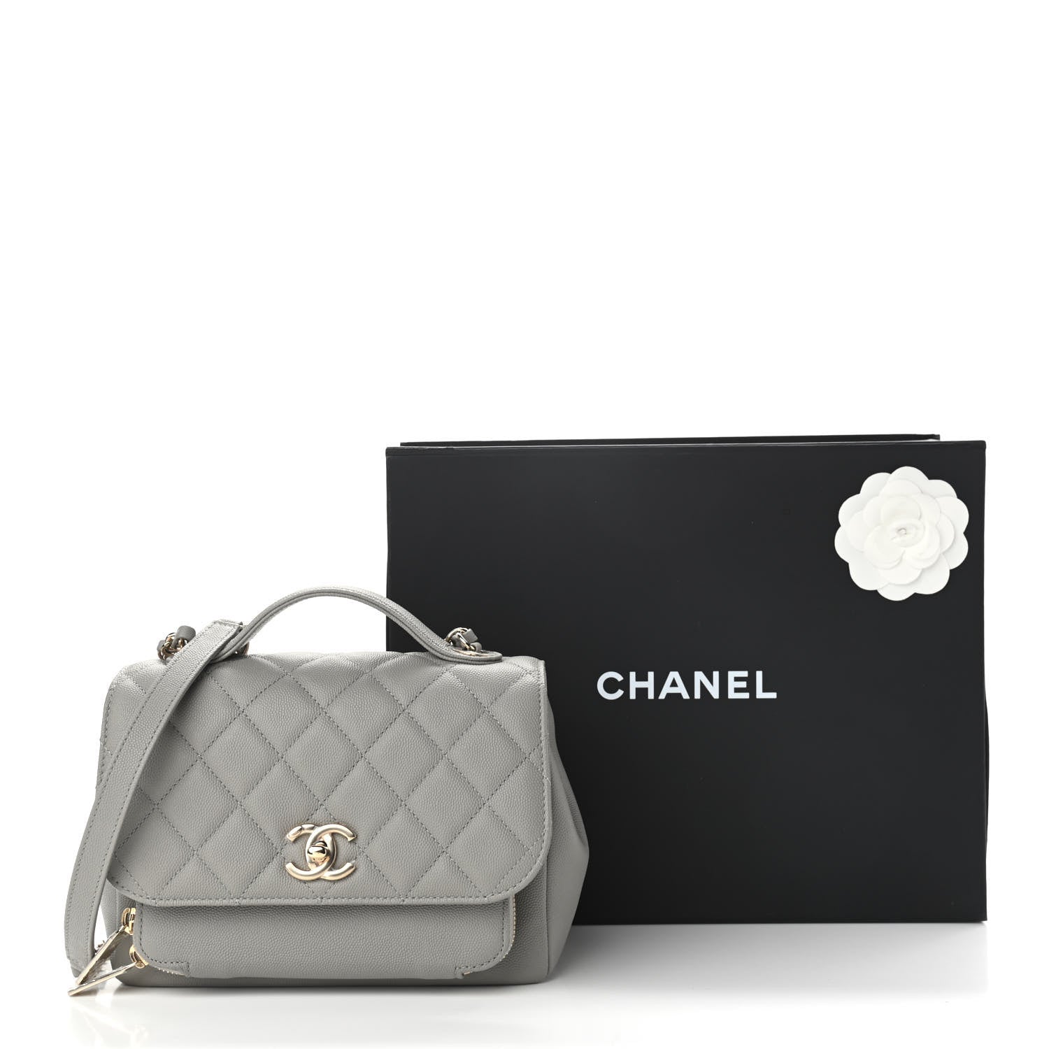 Chanel Caviar Quilted Medium Business Affinity Flap Grey 11 of 11