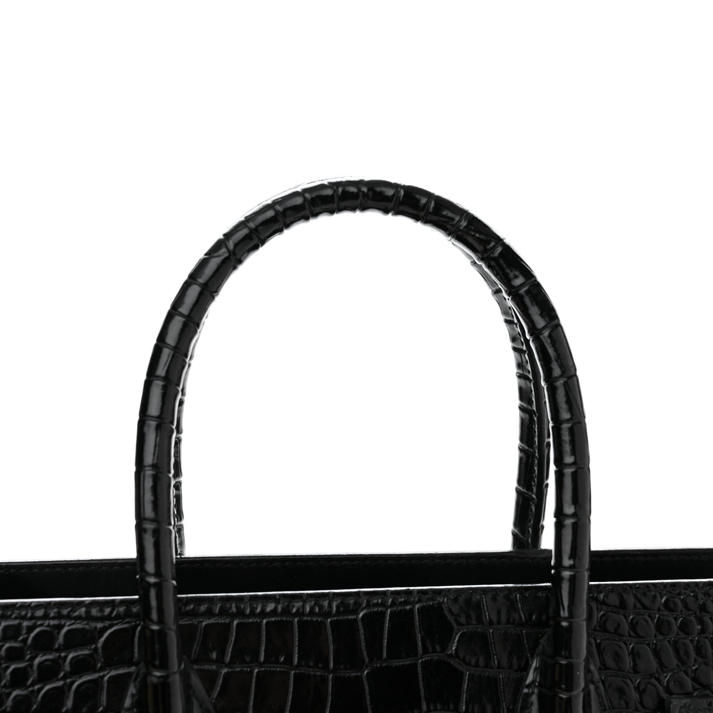 Calfskin Crocodile Embossed Baby Sac De Jour Black