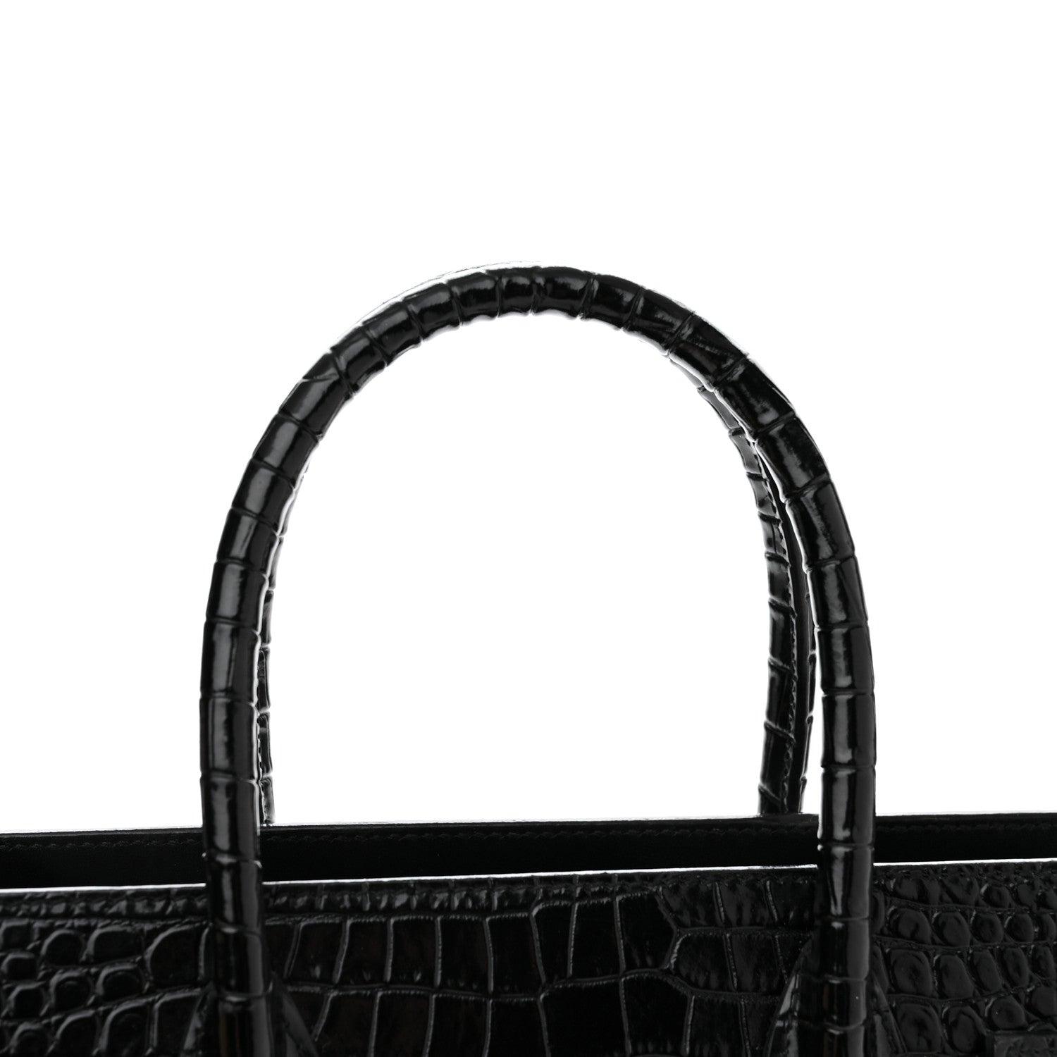 Saint Laurent Calfskin Crocodile Embossed Baby Sac De Jour Black 12 of 14