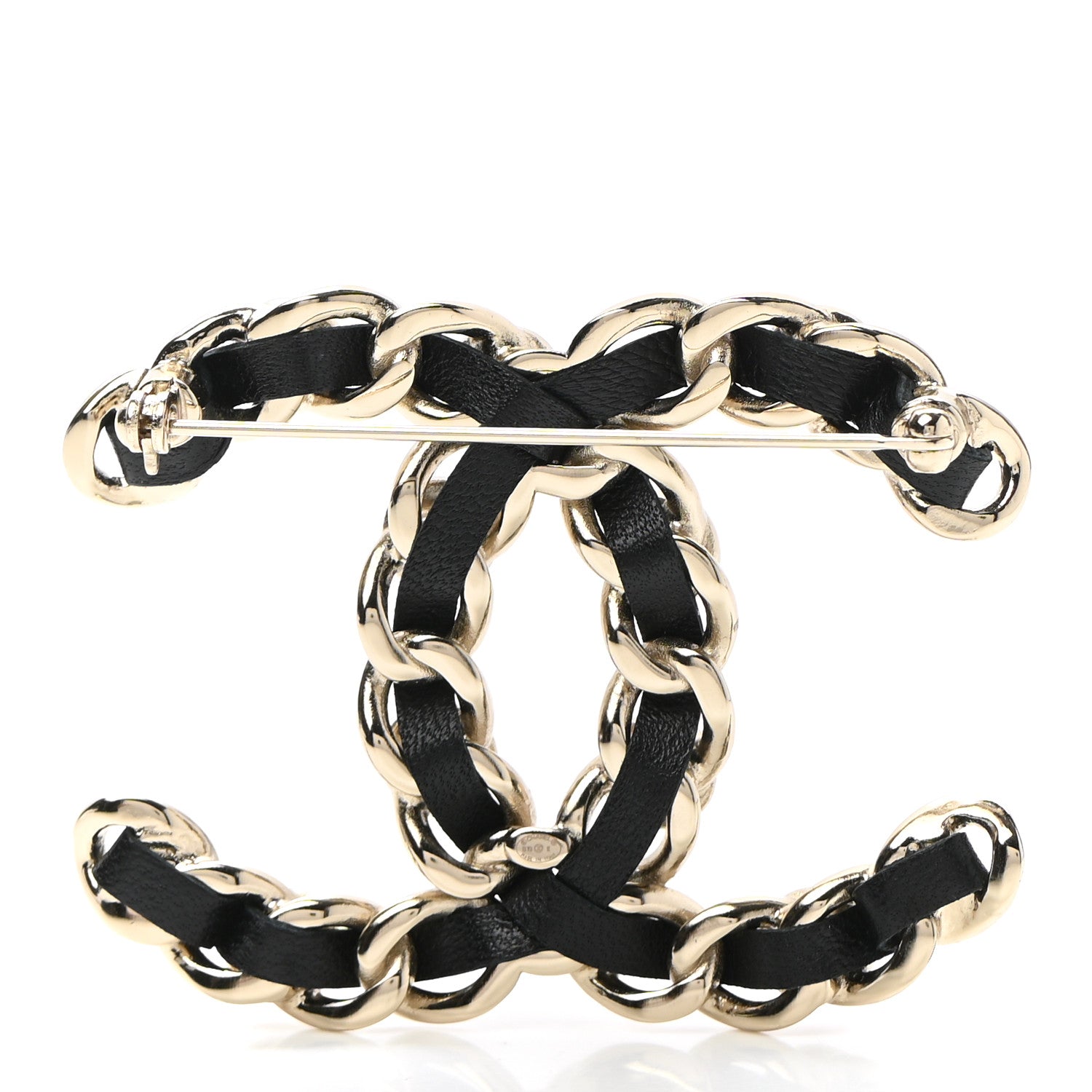 Chanel Lambskin Pearl CC Chain Brooch Black Gold 3 of 5