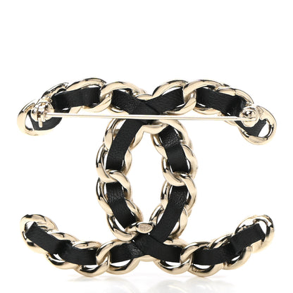 Chanel Lambskin Pearl CC Chain Brooch Black Gold 3 of 5