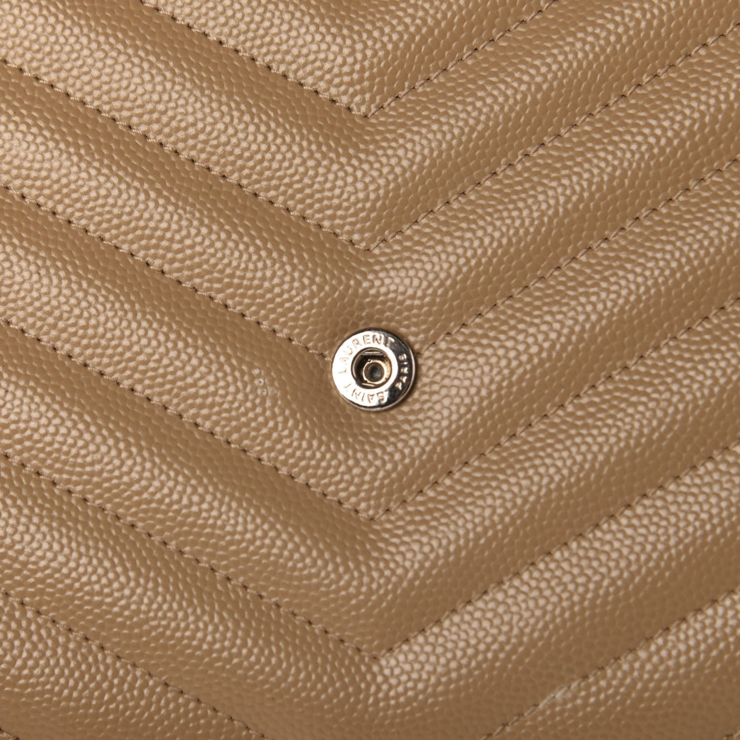 Grain De Poudre Matelasse Chevron Monogram Chain Wallet Dark Latte