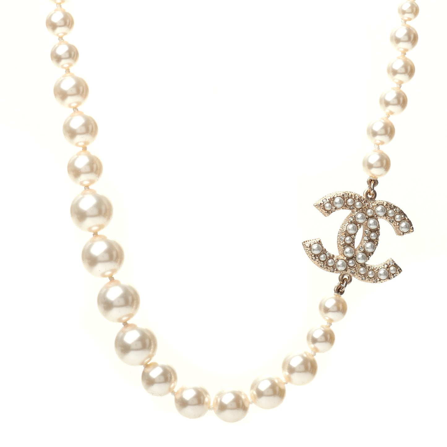 Pearl CC 100th Anniversary Necklace Light Gold