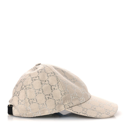Gucci Canvas Lame GG Monogram Rush Baseball Hat M Gardenia Silver 4 of 8