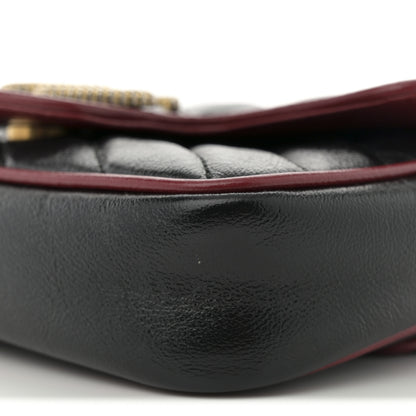 Gucci Vintage Effect Calfskin Matelasse Diagonal Super Mini Torchon GG Marmont Shoulder Bag Black Romantic Cherry 10 of 10