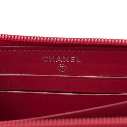 Chanel Patent Quilted Small Boy Zip Around Wallet Dark Pink 6 of 7