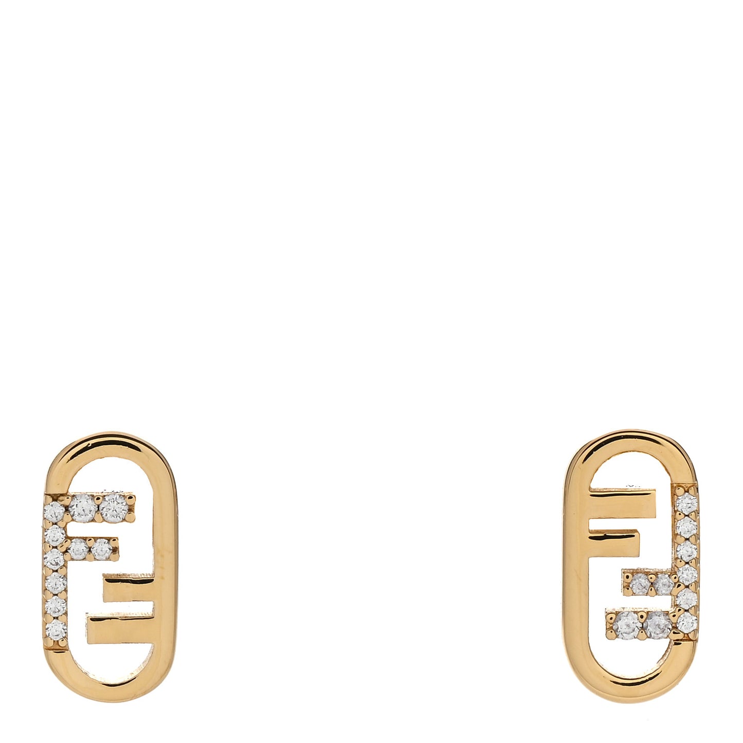 Metal Crystal FF O'Lock Earrings Gold