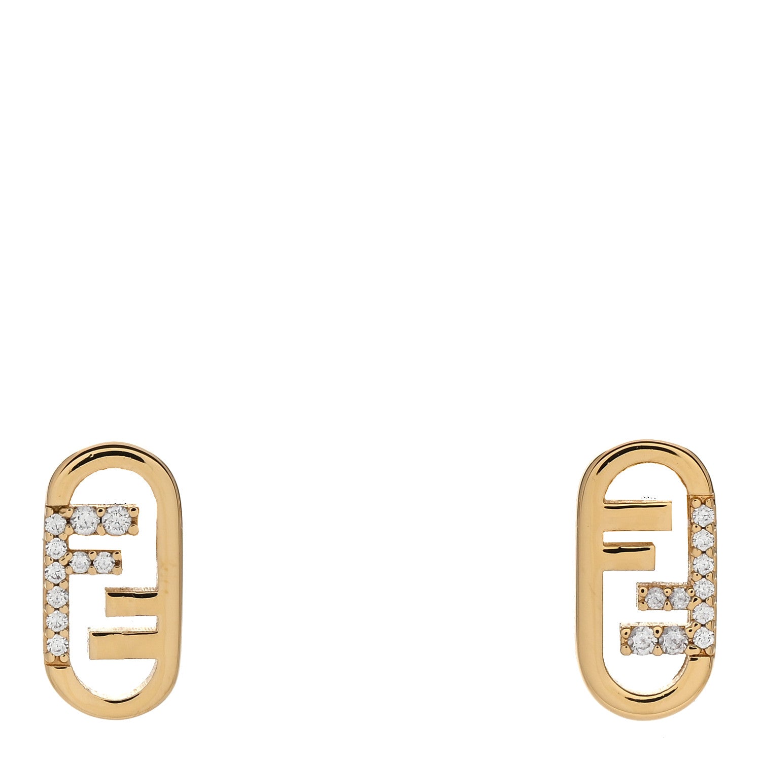 Fendi Metal Crystal FF O'Lock Earrings Gold 1 of 5