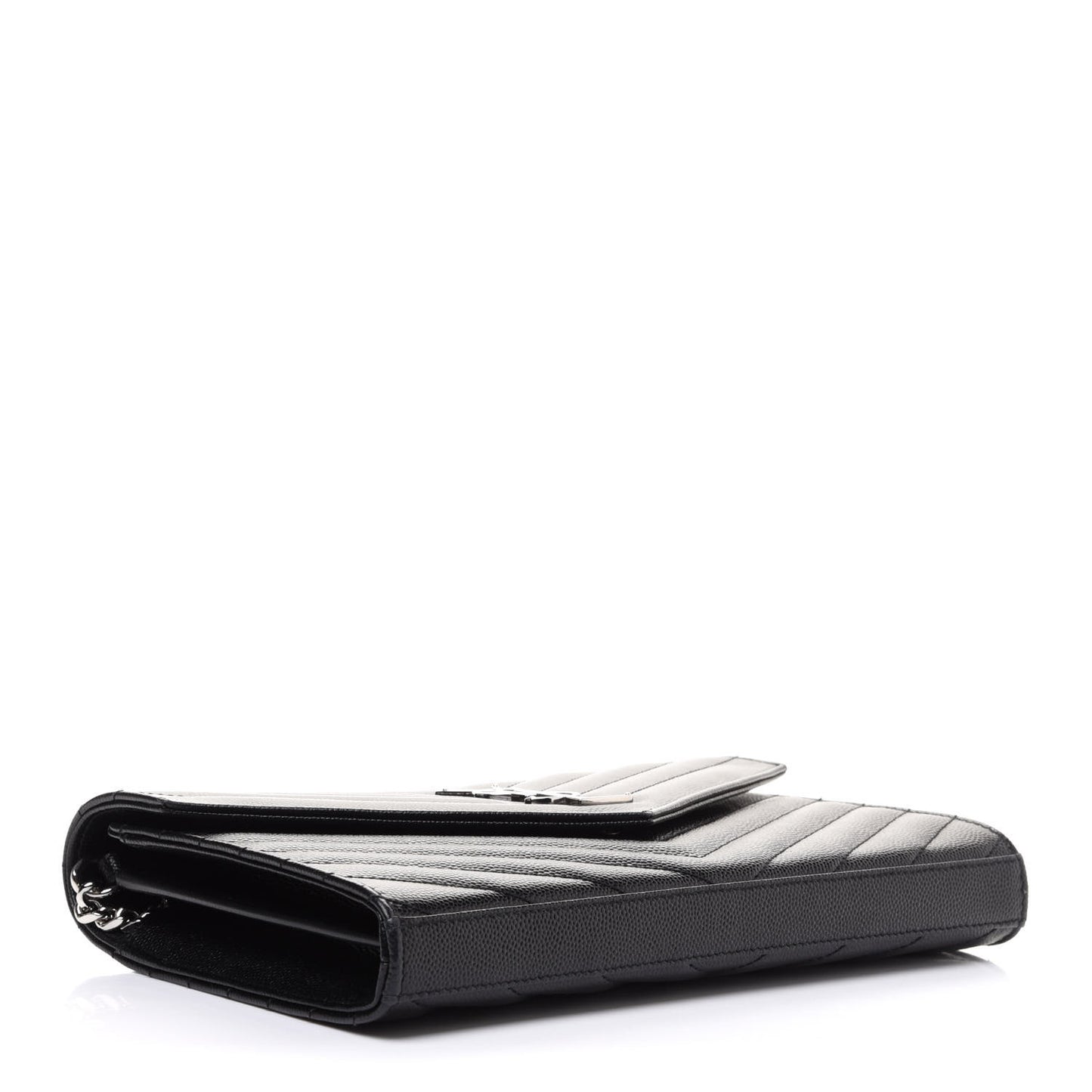 Grain De Poudre Matelasse Chevron Monogram Chain Wallet Black
