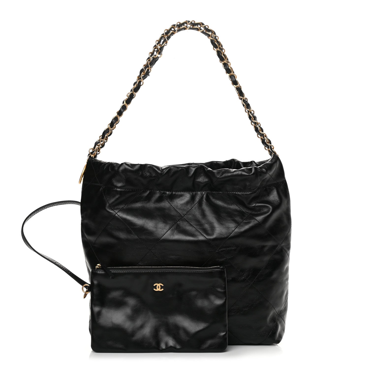 Chanel Shiny Calfskin Quilted Small Chanel 22 Black 1 of 11