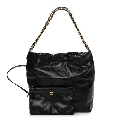 Chanel Shiny Calfskin Quilted Small Chanel 22 Black 1 of 11
