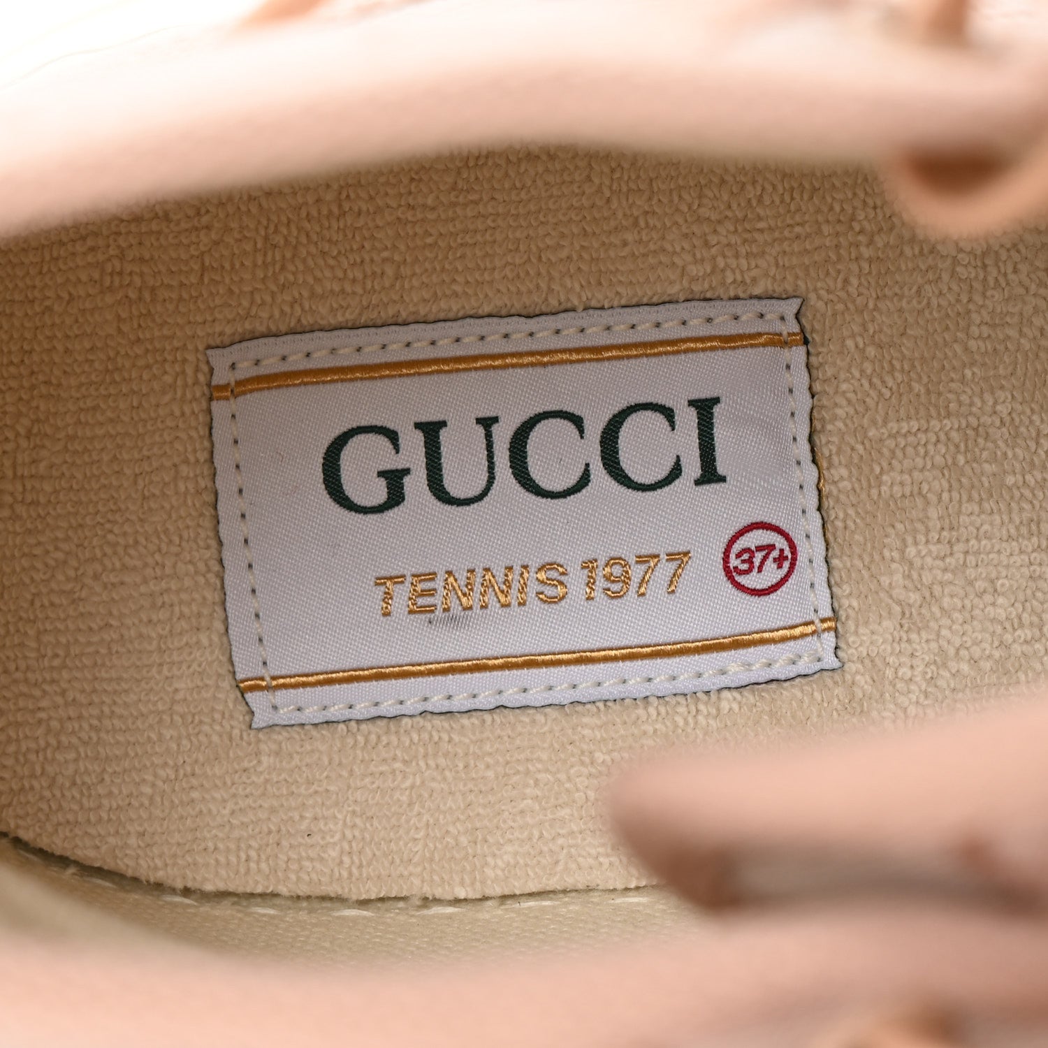 Gucci New Canvas GG Monogram Womens Tennis 1977 High Top 55mm Platform Sneakers 37.5 Skin Rose Dark Skin Rose 9 of 11