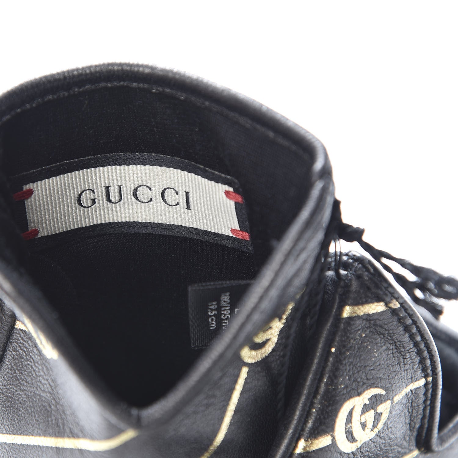 Gucci Lambskin Silk Diagonal GG Gloves 8 Black Gold 3 of 5