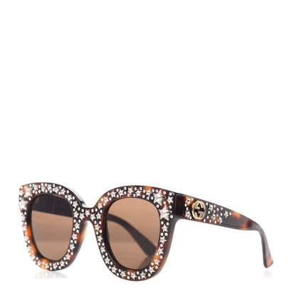 Gucci Acetate Stars Cat Eye Sunglasses GG0116S Havana 1 of 7