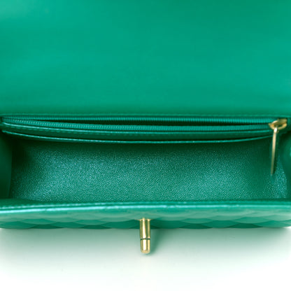 Chanel Iridescent Lambskin Quilted Mini Top Handle Rectangular Flap Green 5 of 10