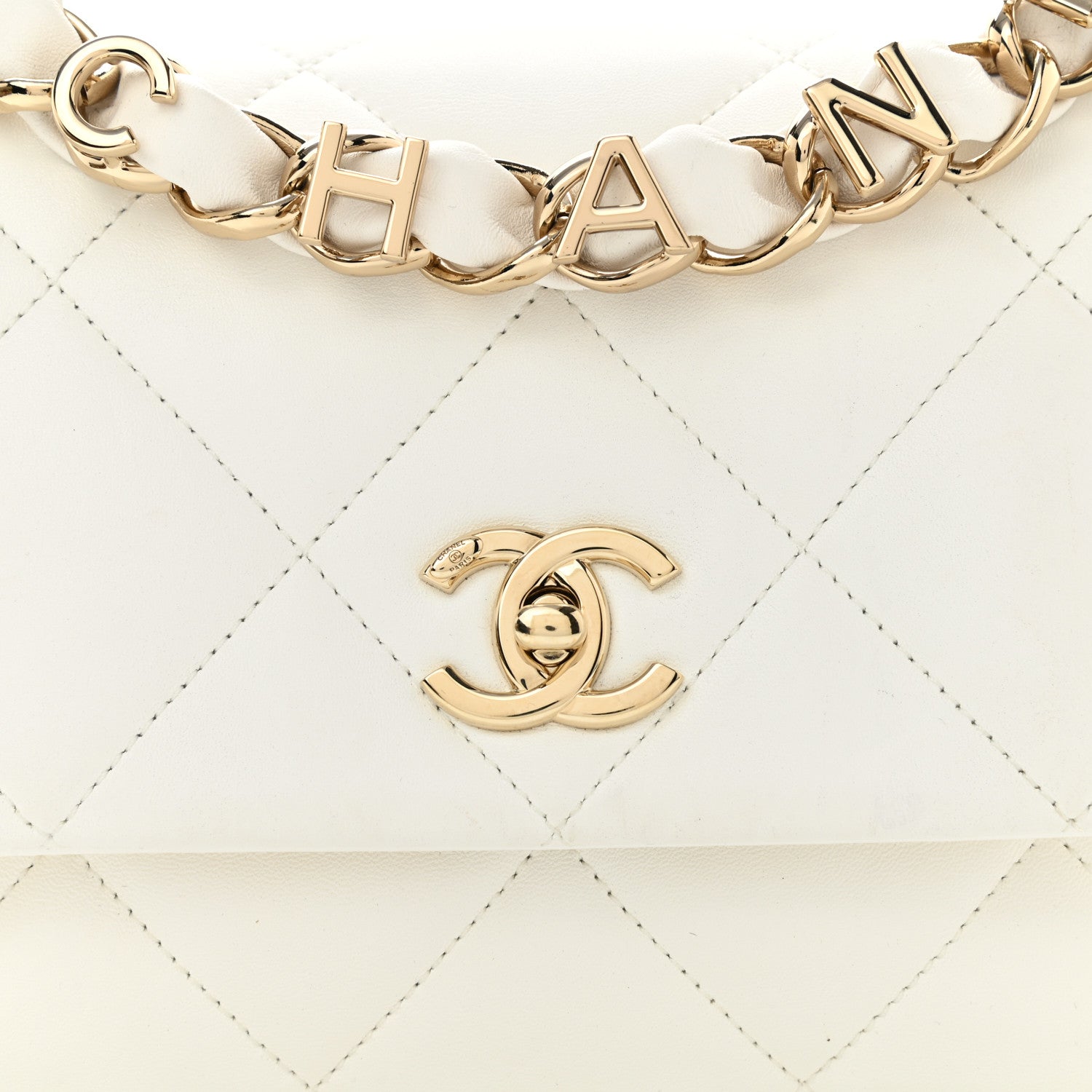 Chanel Lambskin Quilted Small Logo Strap Flap White 8 of 12