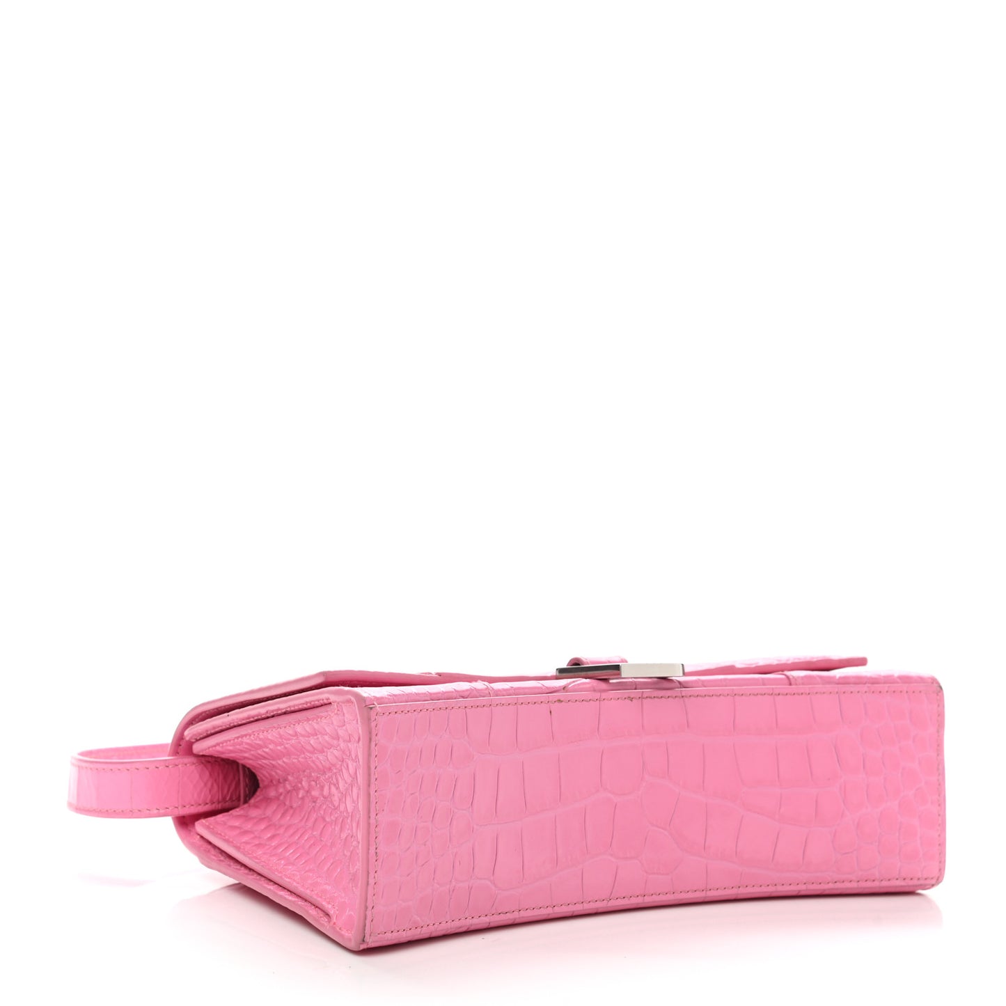 Shiny Calfskin Crocodile Embossed Small Hourglass Sling Shoulder Bag Baby Pink